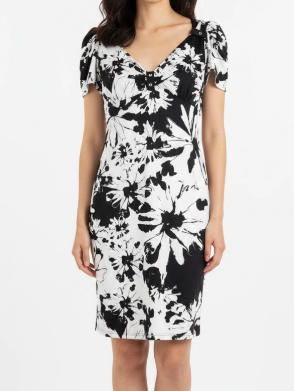 Demi Loon Black-White Floral Bombshell Vixen Pin up Back Corset Tie Dress Sz 2XL